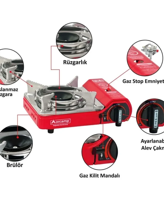 Orcamp CK-506 Tekli Mini Portatif Kamp Ocağı Kırmızı