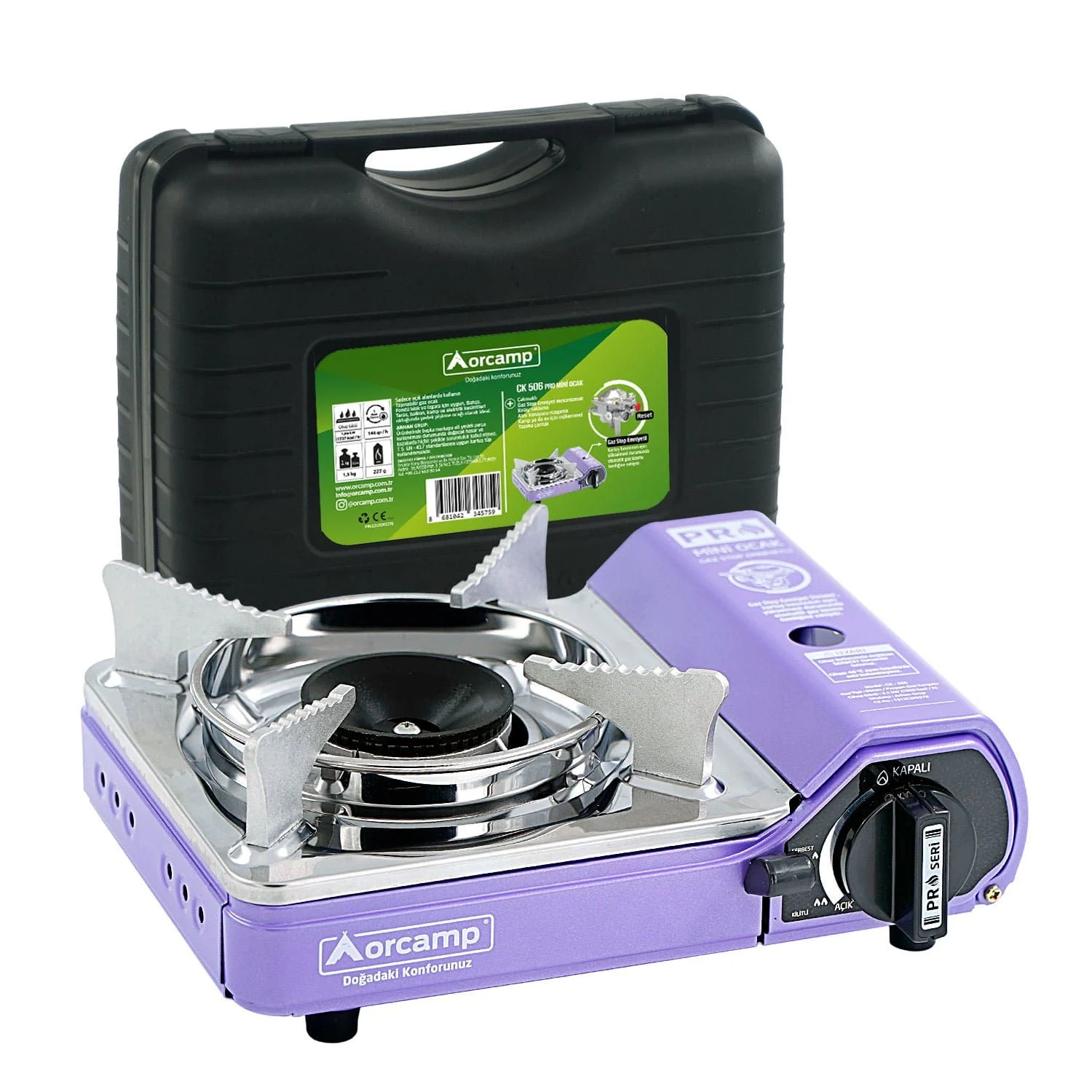 Orcamp CK-506 Tekli Mini Portatif Kamp Ocağı Mor