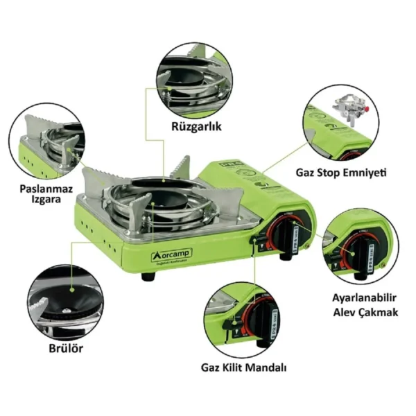 Orcamp CK-506 Tekli Mini Portatif Kamp Ocağı Yeşil