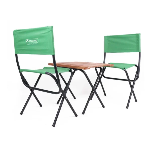 Orcamp OUT-2080 Ahşap Kamp Tabureli Masa Seti